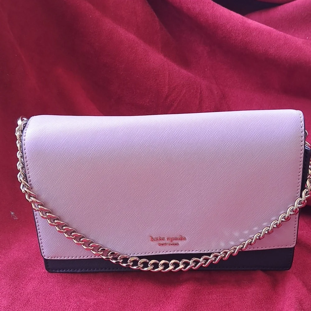 NEW Kate Spade Cameron Lavender /Navy and White Bag /Crossbody EC - Picture 4 of 16